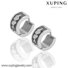 92333 Fashion Xuping Black -White Cool Stainless Steel Jewelry Earring Huggie in Promotion